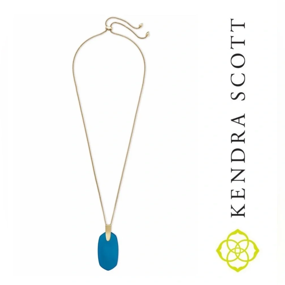 EUC - Kendra Scott Gold Inez Blue Agate Pendant Necklace - Picture 1 of 8